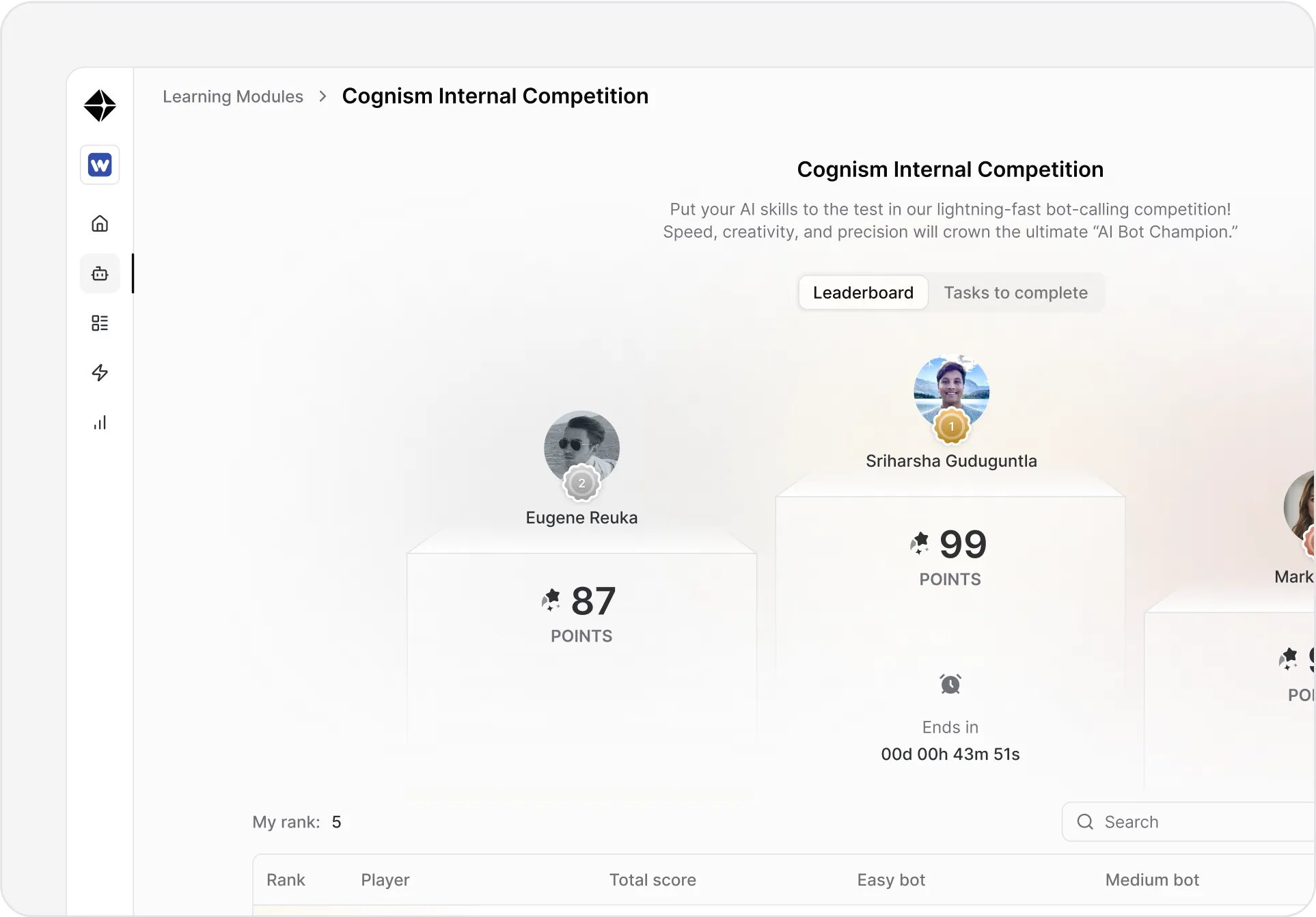 Hyperbound's Leaderboard Feature