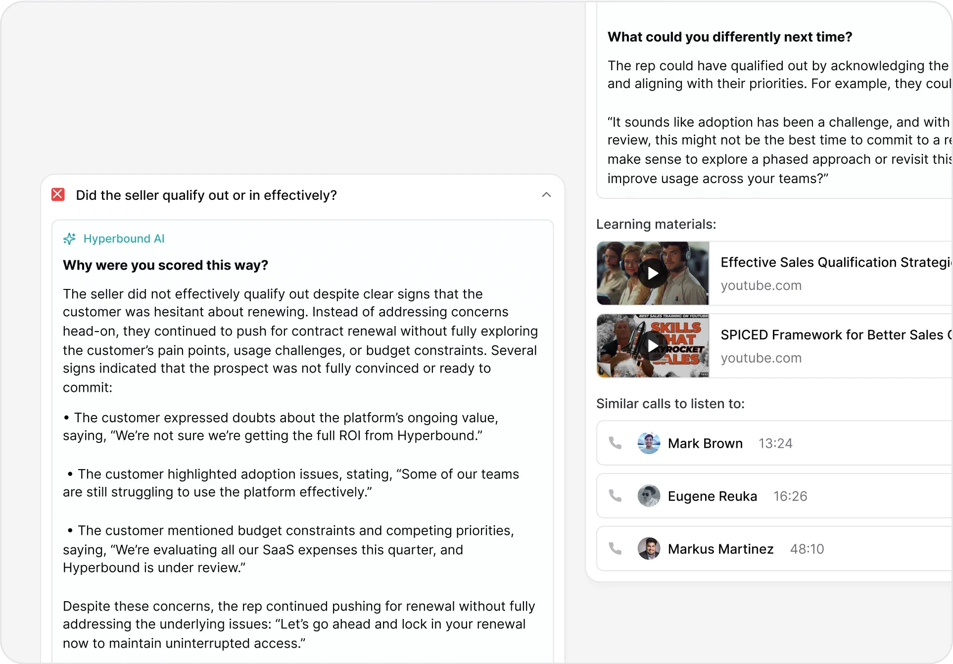 Hyperbound's Instant Coaching and Feedback Feature